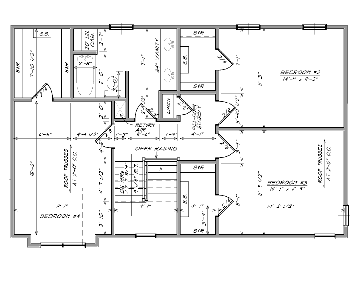 The Hatteras - Upper Level Floor Plans